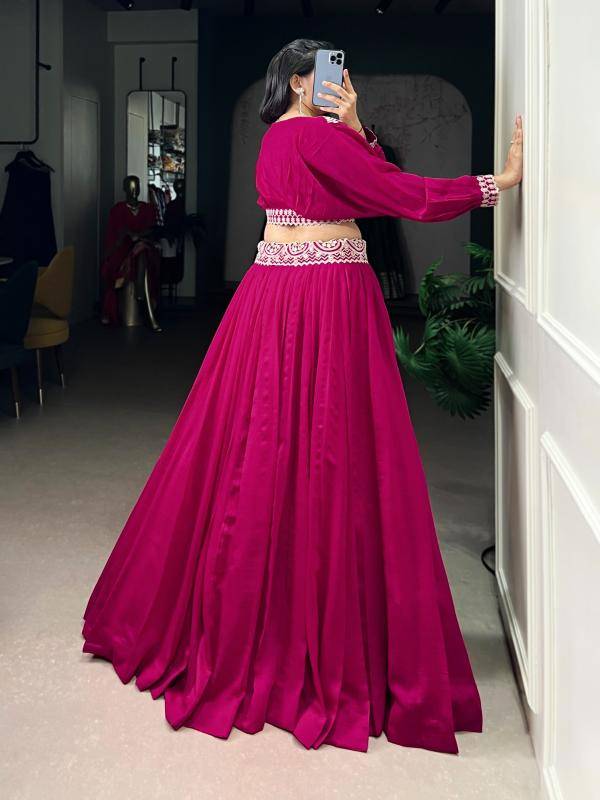 RIWAAZ Co-ord set Lehenga Vichitra Silk PNK Party wear lehenga choli